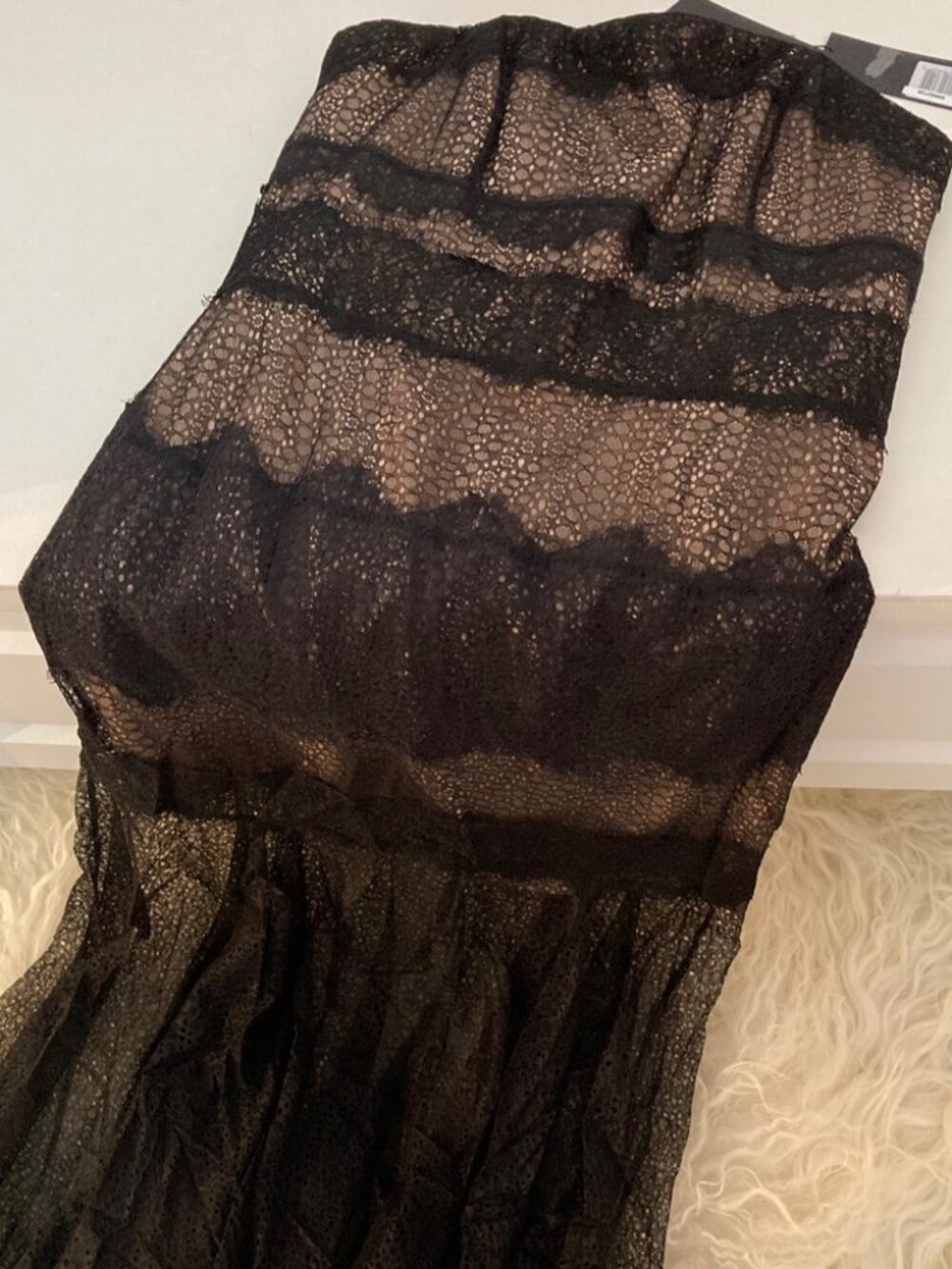 HALSTON HERITAGE Strapless Lace Gown 1440 - Picture 3 of 7